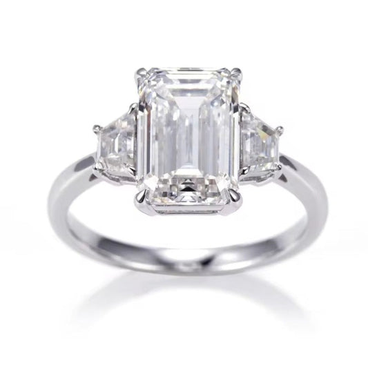 14K 18K Gold Yellow Gold 5 Carat Emerald Cut Lab Grown Diamond Engagement Ring